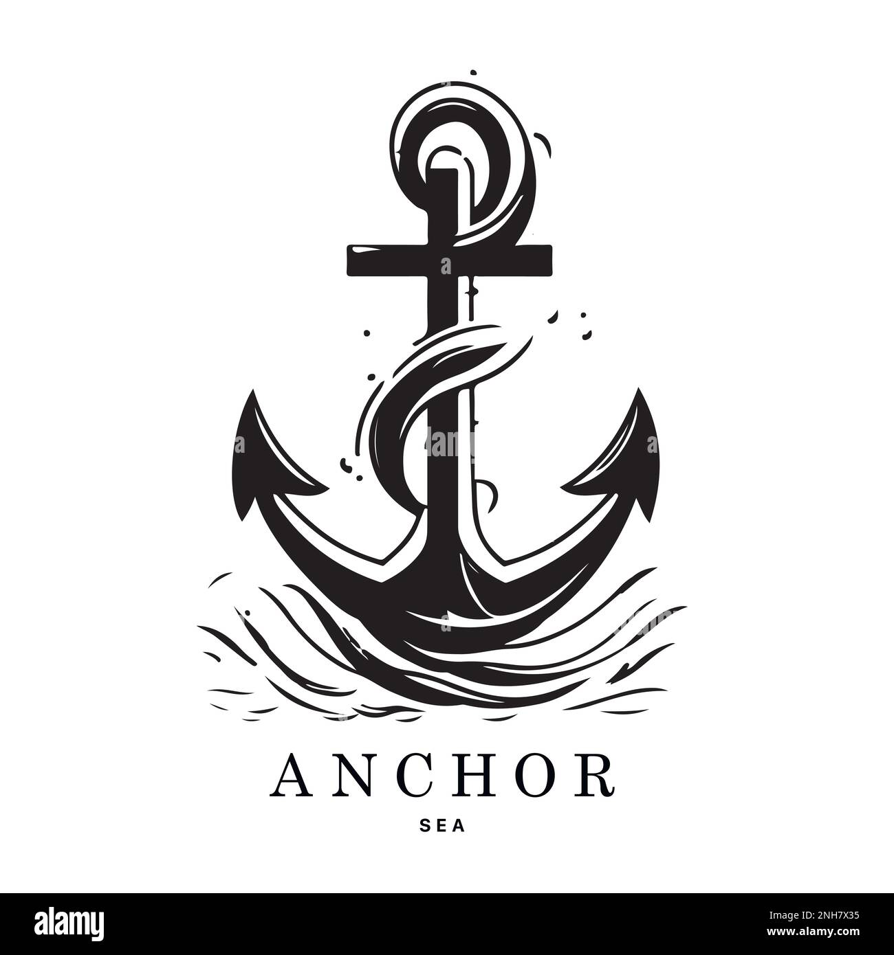 Marine emblems logo with anchor and rope, anchor logo - vector. Vector ...