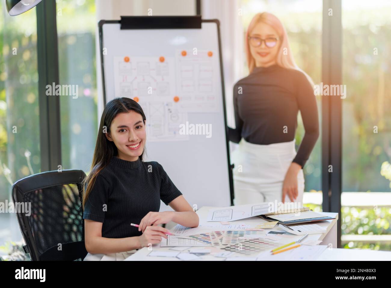 User experience user interface concept, ux ui Graphic designer creative sketch breif user experience interface color planning application process deve Stock Photo