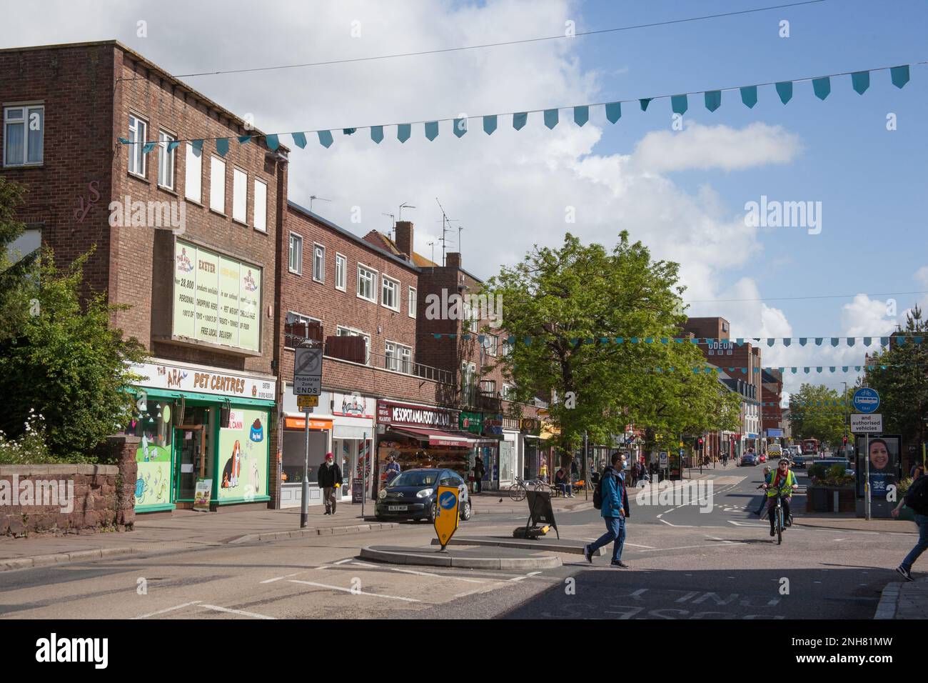 Views of the High Street in Exeter, Devon in the UK Stock Photo