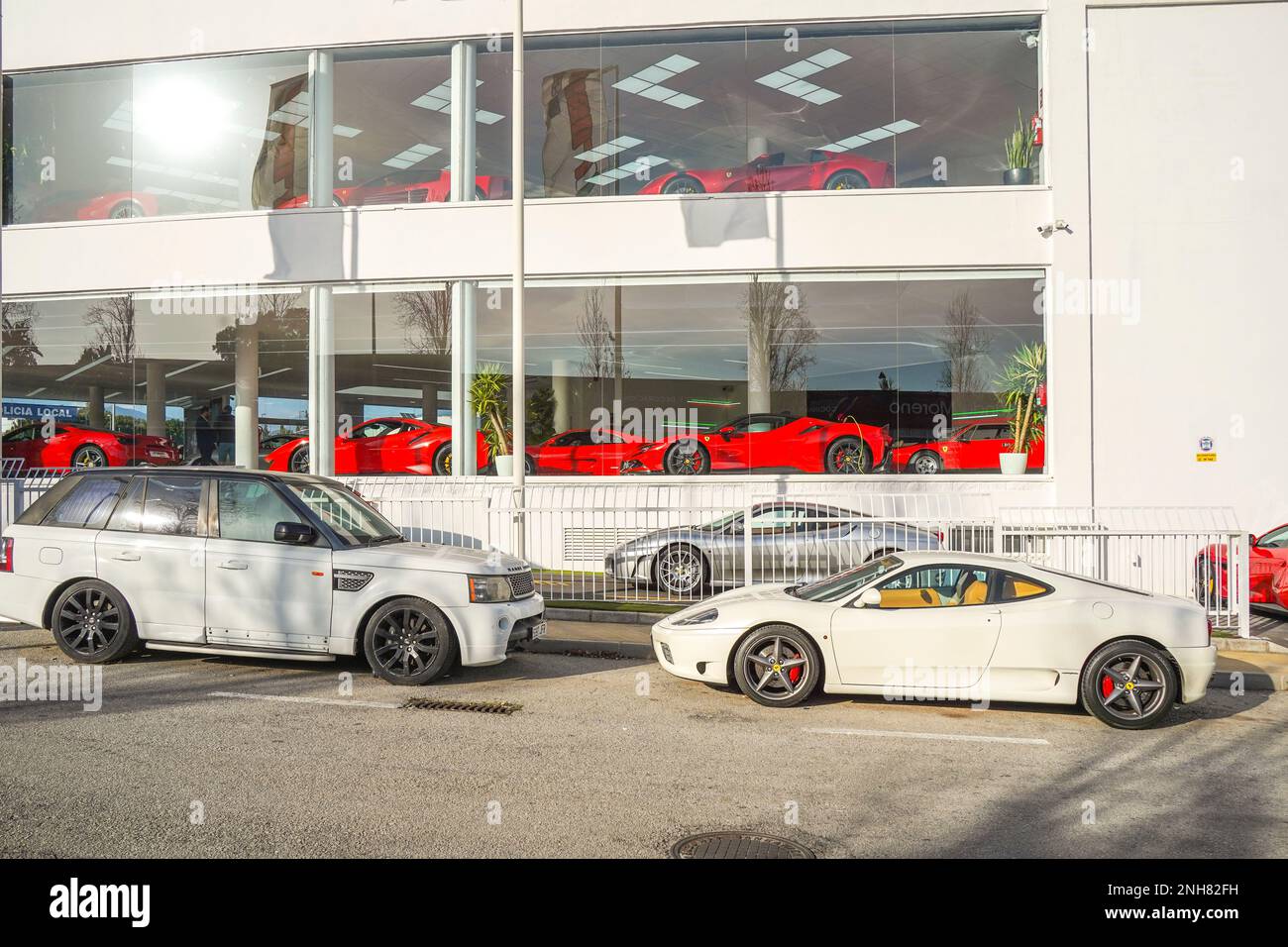 Ferrari car, dealership, showroom, Marbella, Costa del sol, Spain Stock