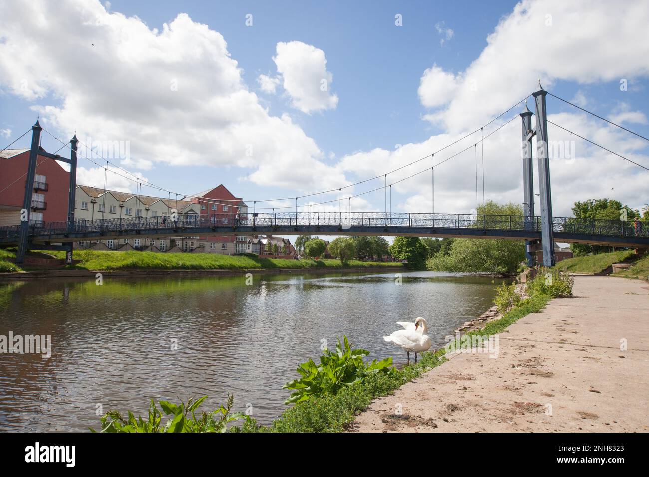 Views of the River Exe and Cricklepit Bridge in Exeter, Devon in the UK ...