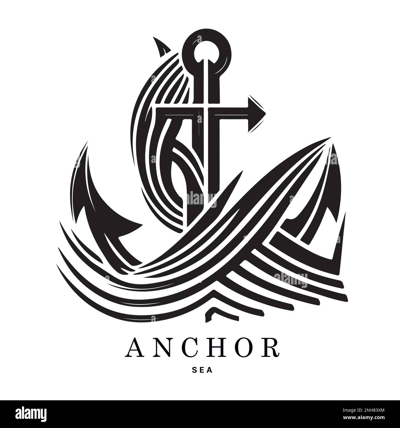 Marine emblems logo with anchor and rope, anchor logo vector. Vector