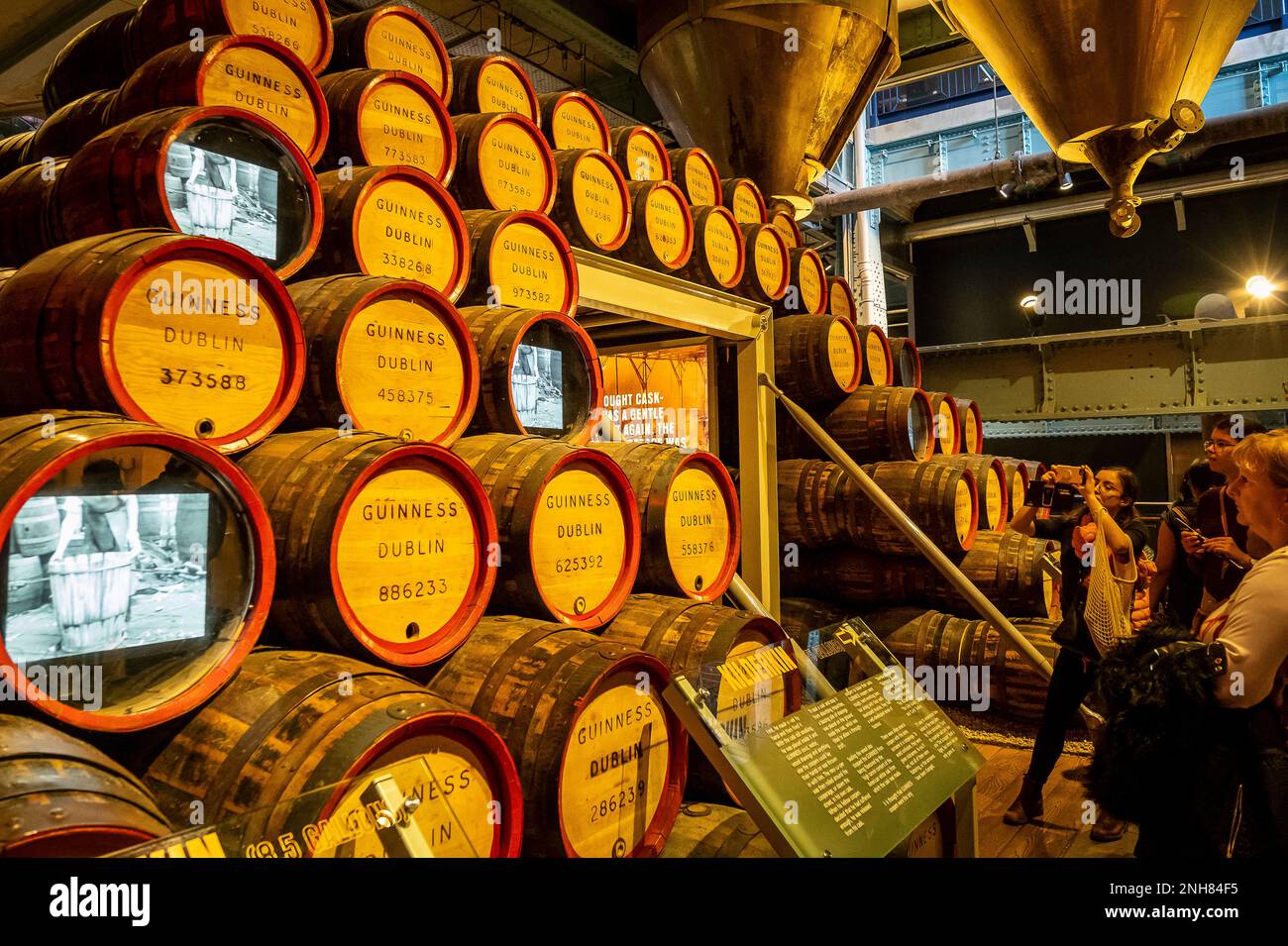 Guinness story on the TV barrels, at Guinness Storehouse, museum