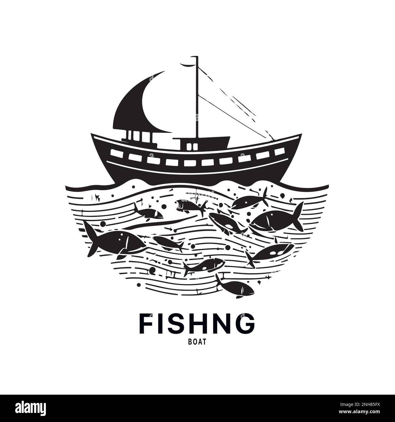 Fishing boat logo design image for Sea transportation and barge boat