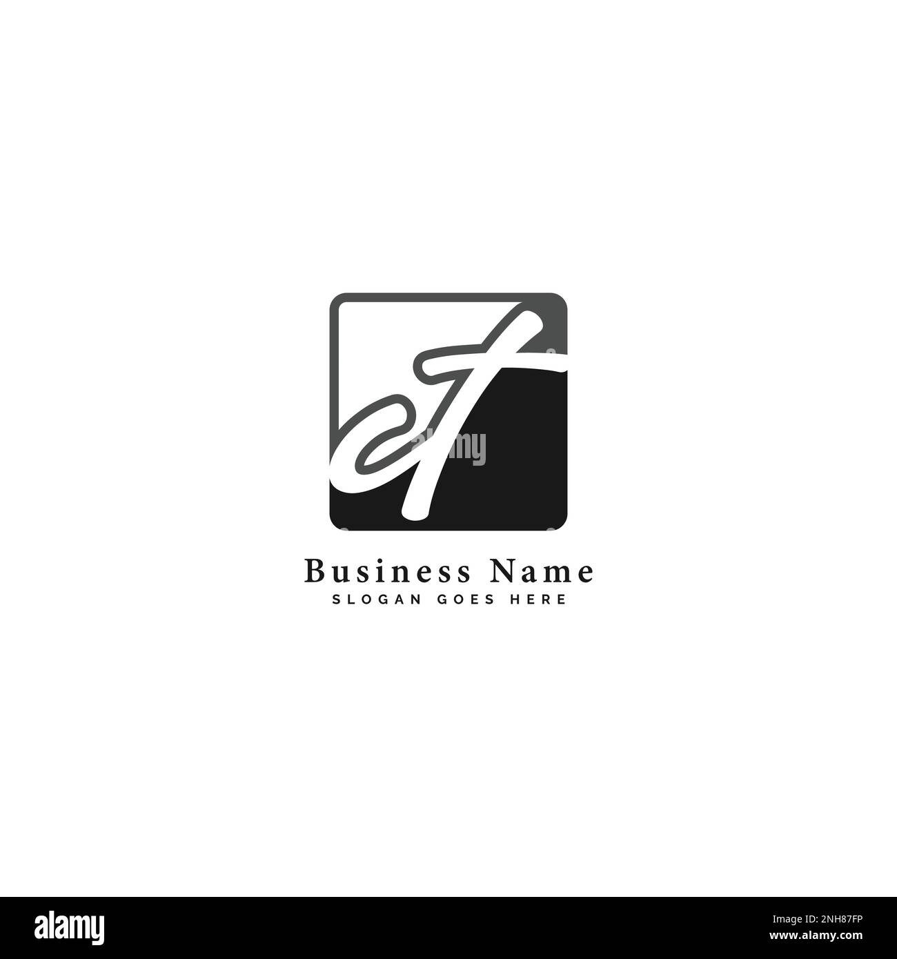 C, T, CT Initial letter handwritten and signature vector image template ...