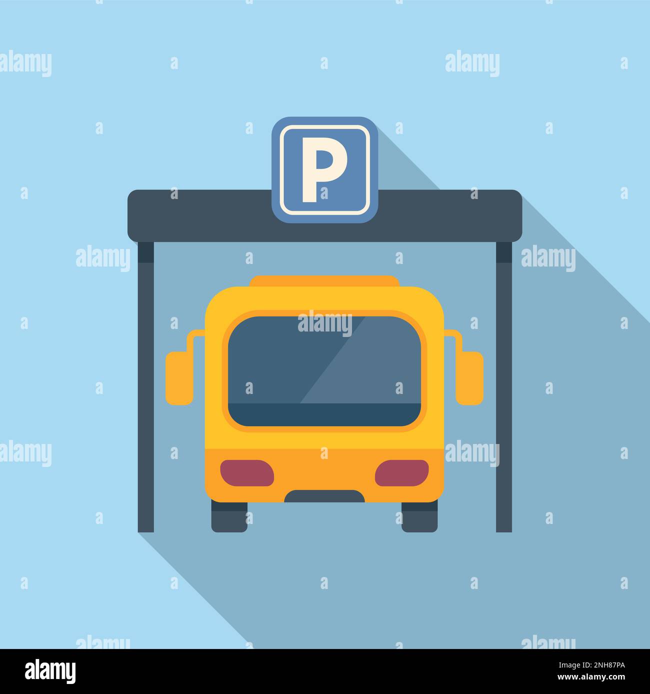 Bus paid parking icon flat vector. Car park. Space truck Stock Vector