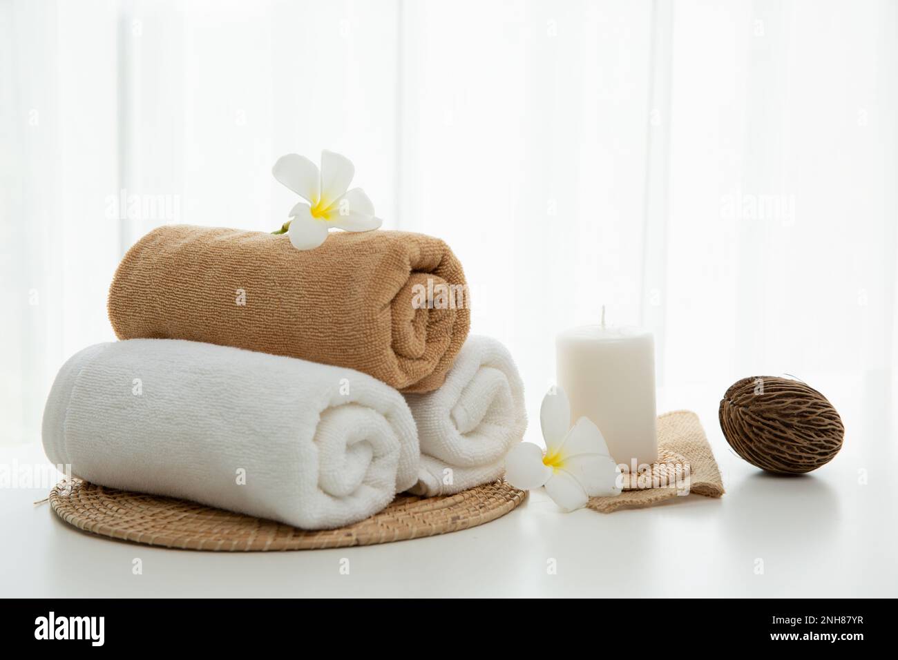Spa accessory composition set in day spa hotel , beauty wellness center