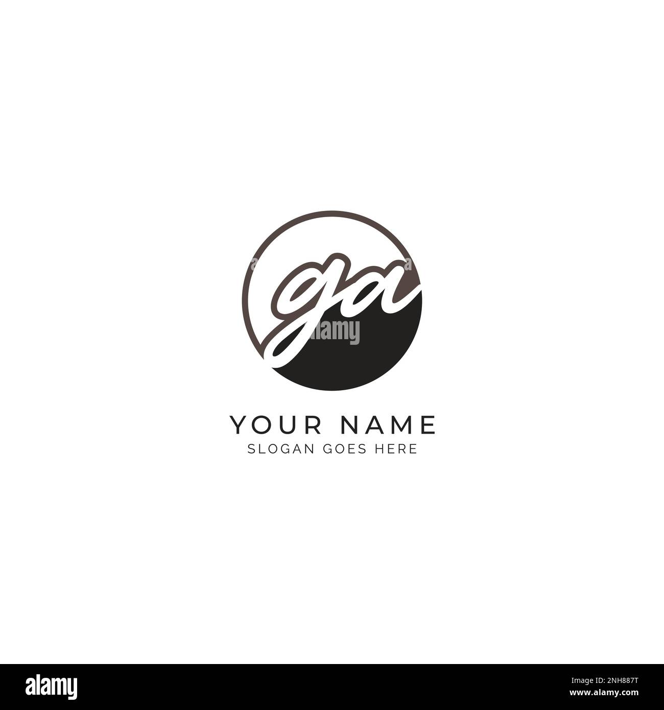 G, A, GA Initial letter handwritten and signature vector image template in round shape logo Stock Vector