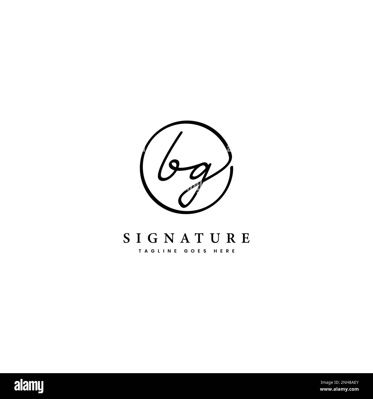 B, G, BG Initial letter handwritten and signature vector logo. Business template in round shape line art Stock Vector