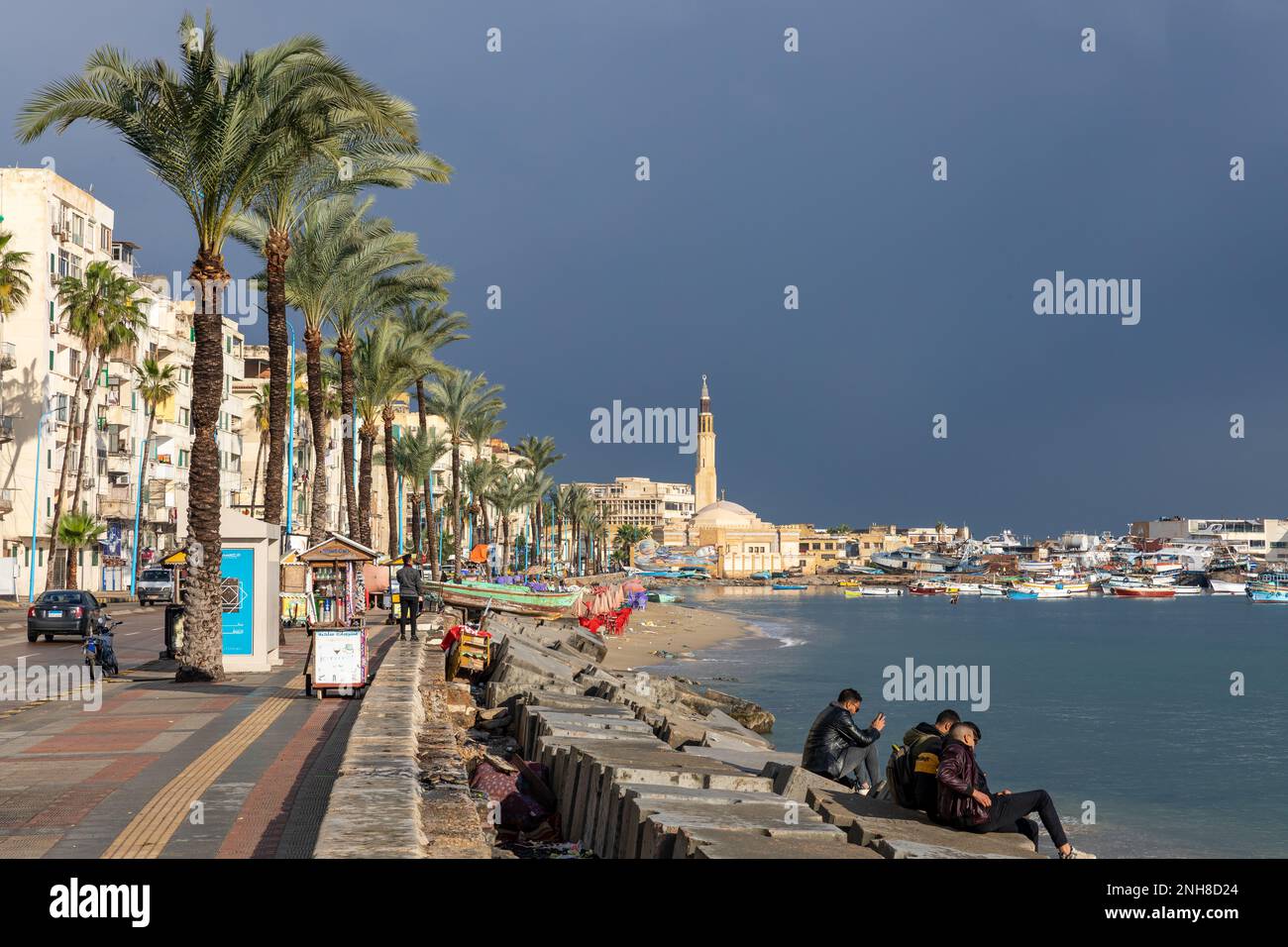 Corniche of Alexandria, the seconds largest city in Egypt. Traditional