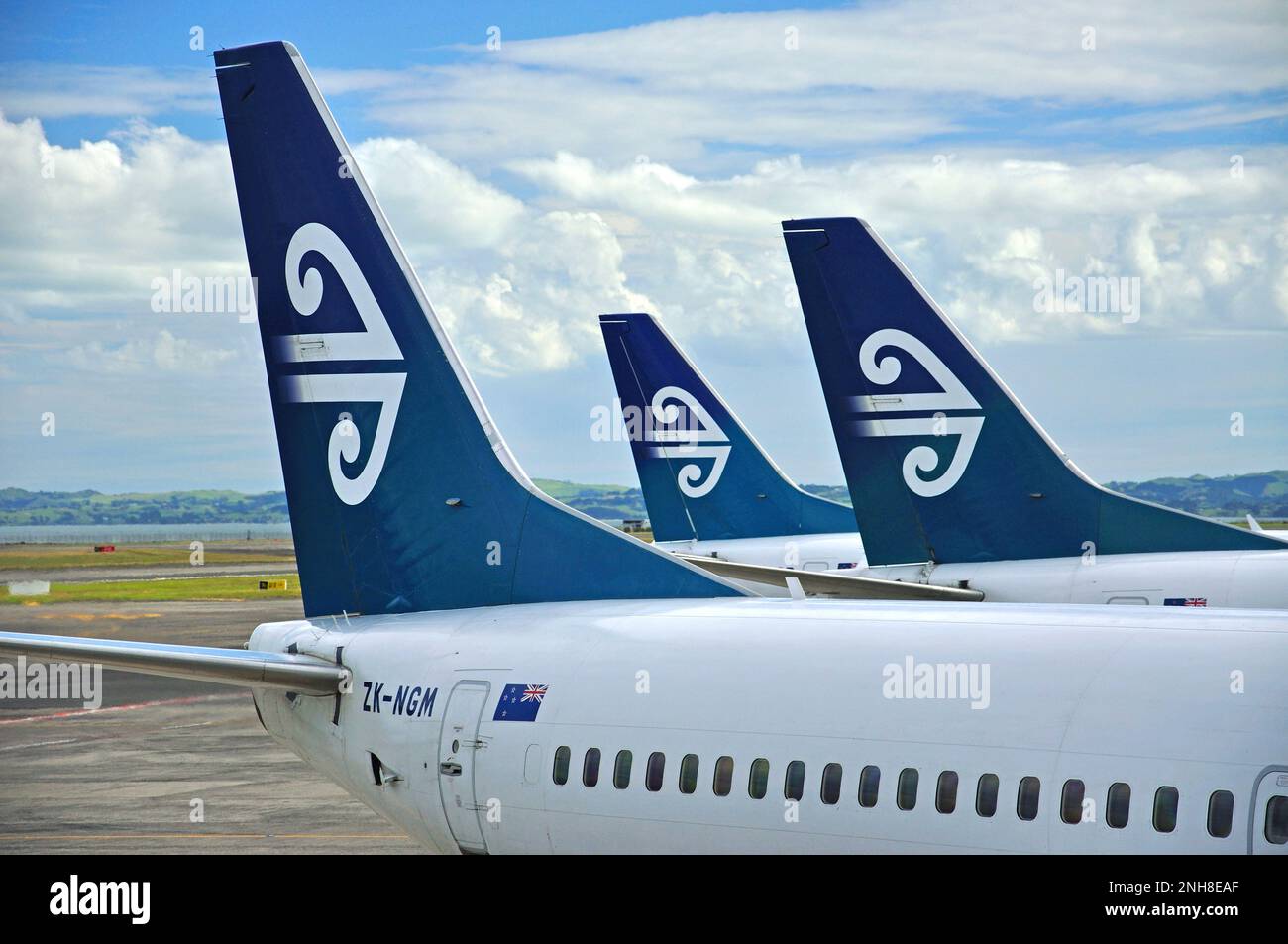 Air NZ Aircraft on tarmac, Domestic Terminal, Auckland Airport, Mangare, Auckland, Auckland Region, North Island, New Zealand Stock Photo