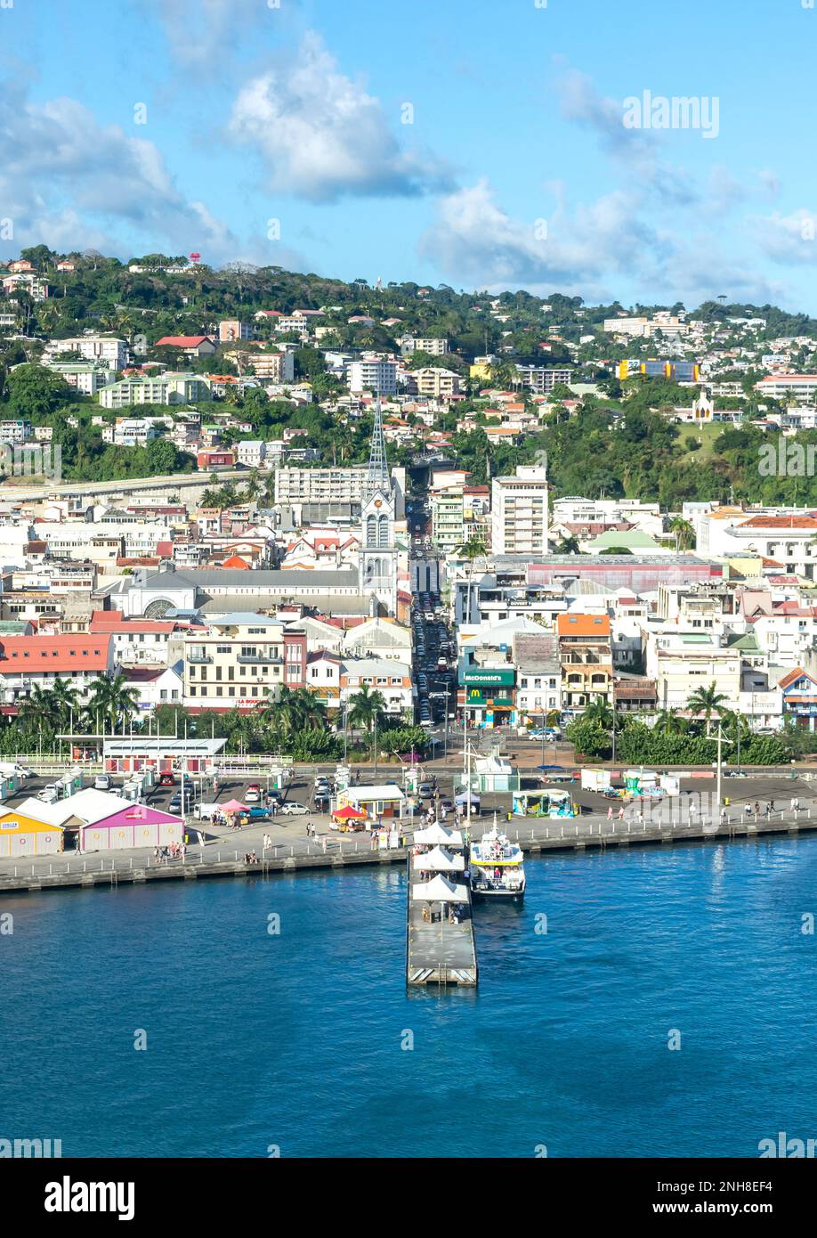 Aerial view of city centre, Fort-de-France, Martinique, Lesser Antilles, Caribbean Stock Photo