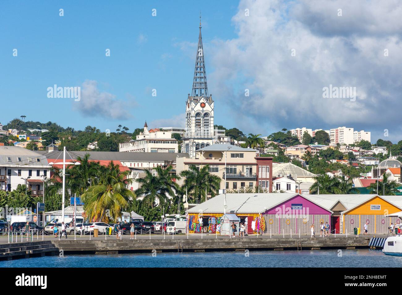 St. Louis Cathedral ( Cathédrale Saint-Louis) and city centre, Fort-de-France, Martinique, Lesser Antilles, Caribbean Stock Photo