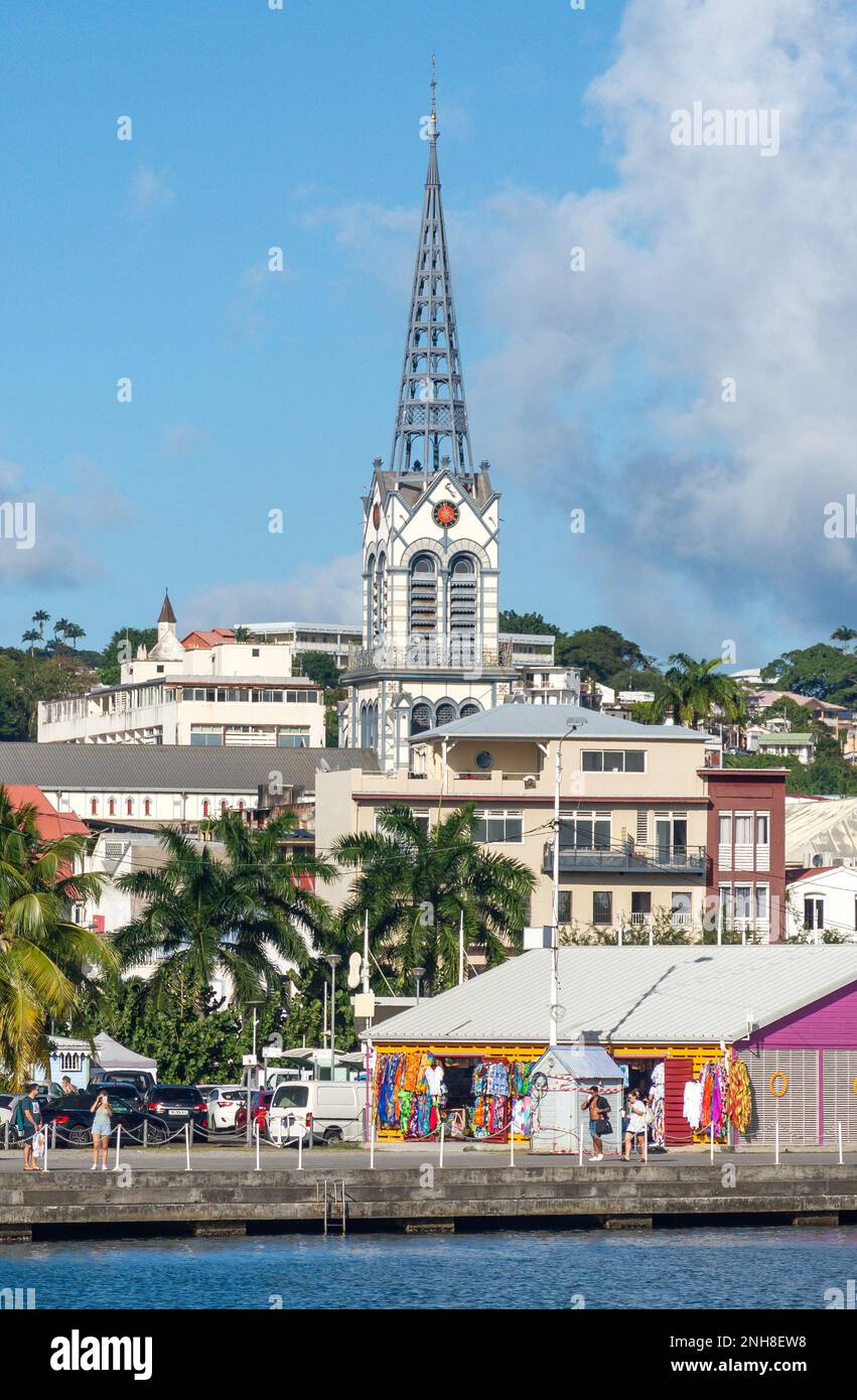 St. Louis Cathedral ( Cathédrale Saint-Louis) and city centre, Fort-de-France, Martinique, Lesser Antilles, Caribbean Stock Photo