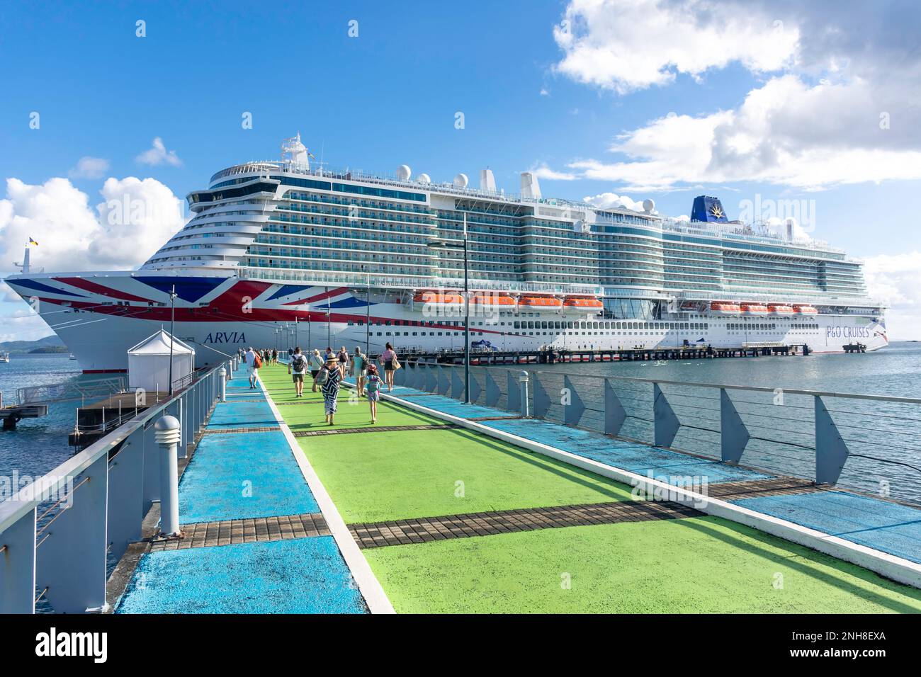 Passengers reboarding P&O Arvia cruise ship, FortdeFrance, Martinique