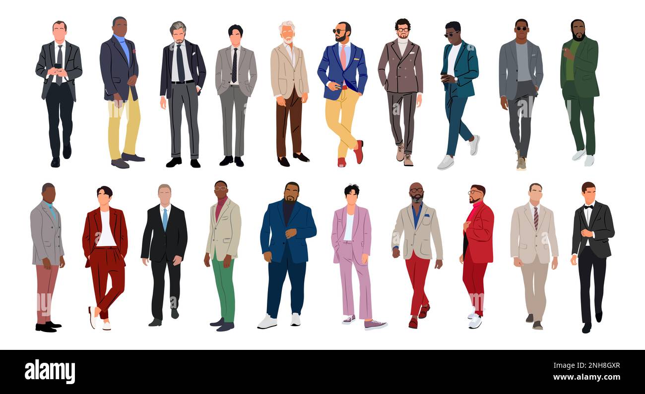 Set of different Business men vector illustrations Stock Vector Image ...