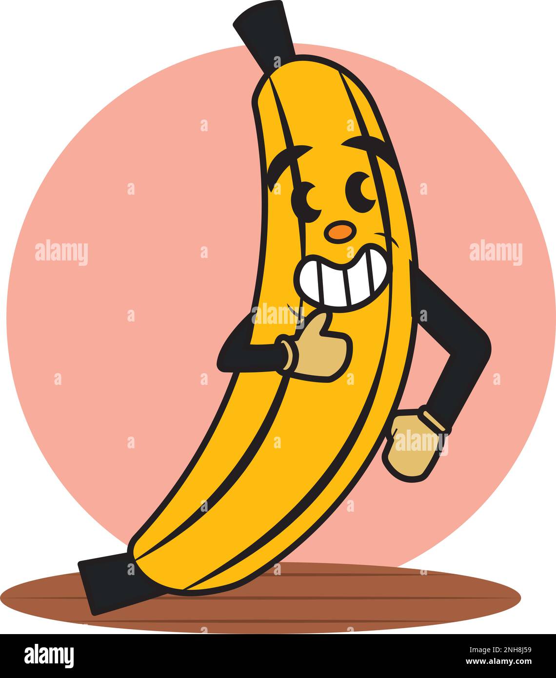Isolated colored happy banana traditional cartoon character Vector