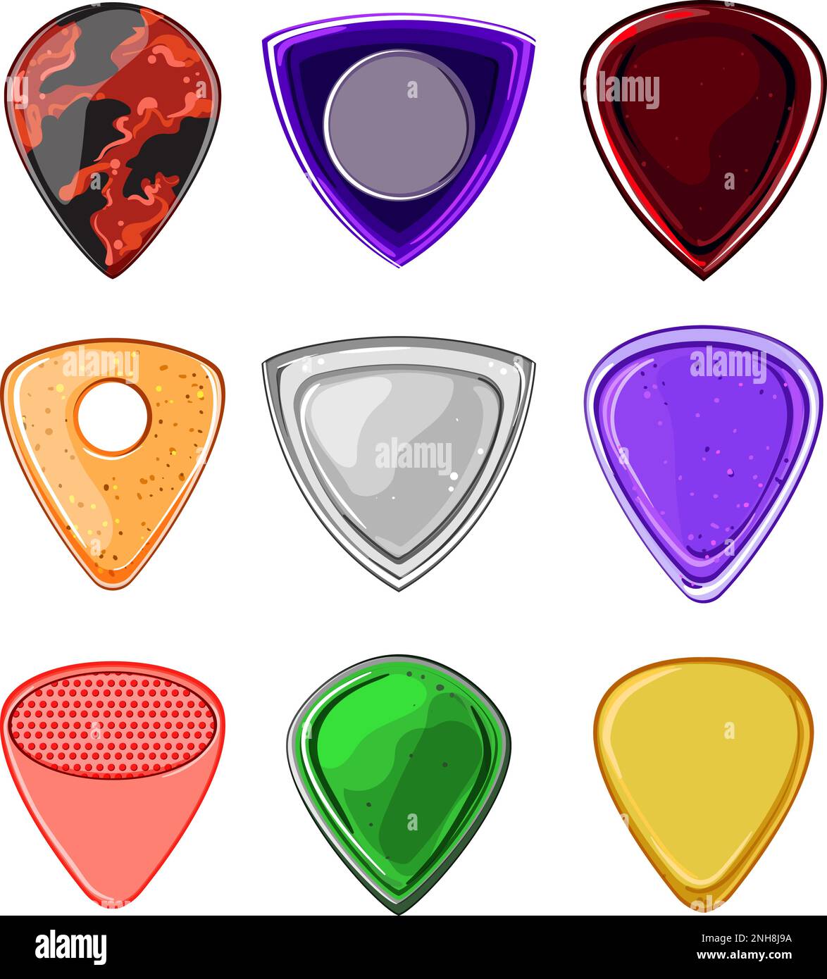 guitar pick set cartoon vector illustration sign color Stock Vector