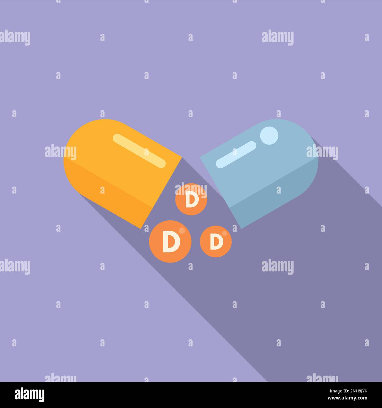 Vitamin D pill icon flat vector. Diet skin. Healthy food Stock Vector