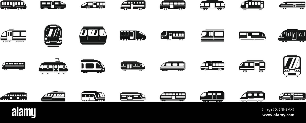 High-speed transportation icons set simple vector. Speed train ...