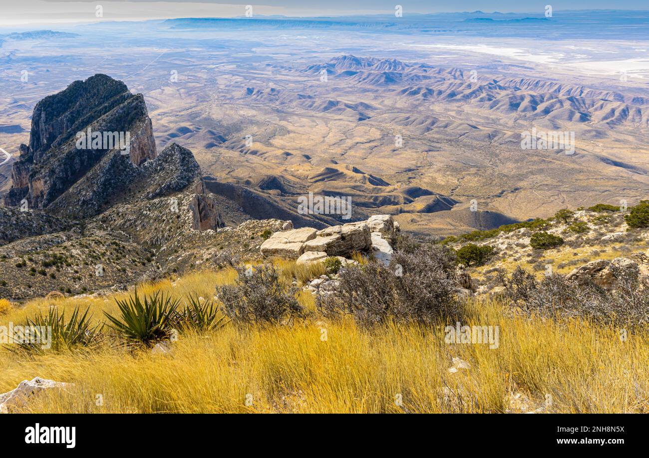 The Back of El Capitan on The Guadalupe Peak Trail, Guadalupe Mountains National Park, Texas, USA Stock Photo