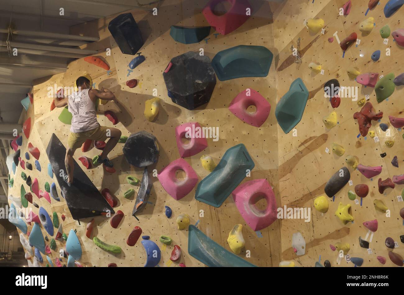 A climber at Urban Stone Climbing Gym in Kwai Fong. 29AUG22 SCMP