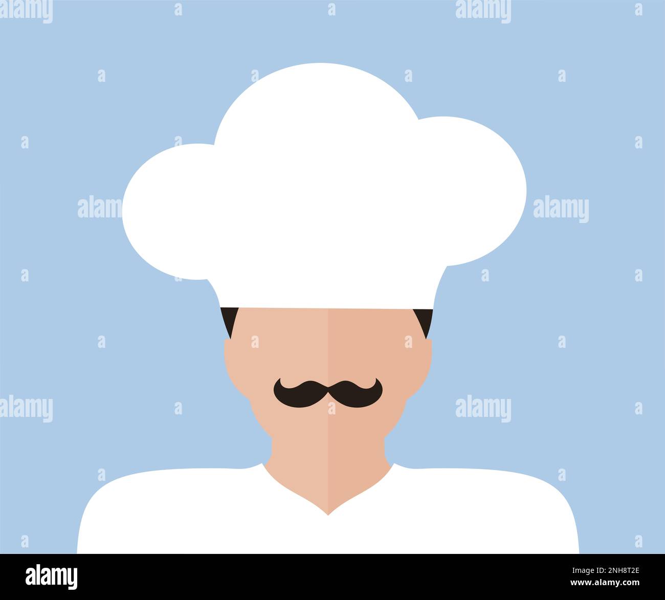 Male Chef om toque, cooking, culinary and people concept icon design. Professional chef man. Food, meal, restaurant and catering, food concept vector. Stock Vector
