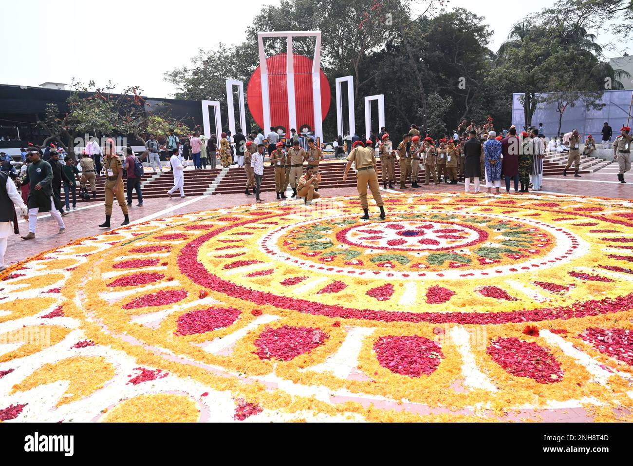 Dhaka, Bangladesh. 21st Feb, 2023. A flower petal display is seen at