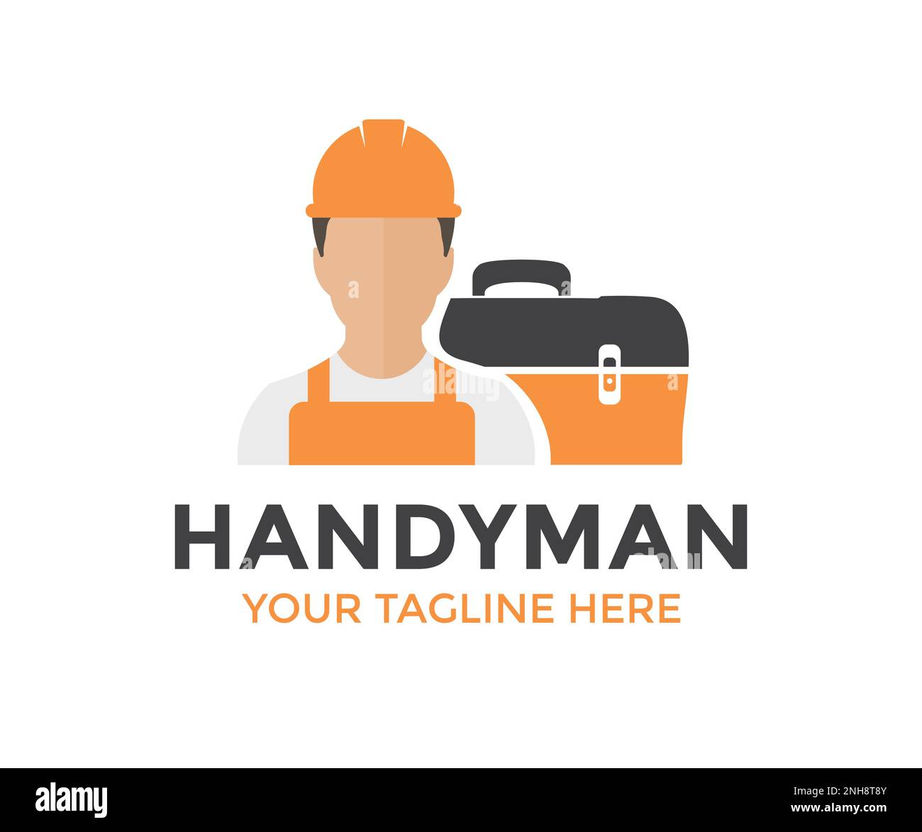 Handyman Hard-working professional worker man logo design. Person Profile, Avatar Symbol, Male people icon. Construction, home repair, and Building. Stock Vector
