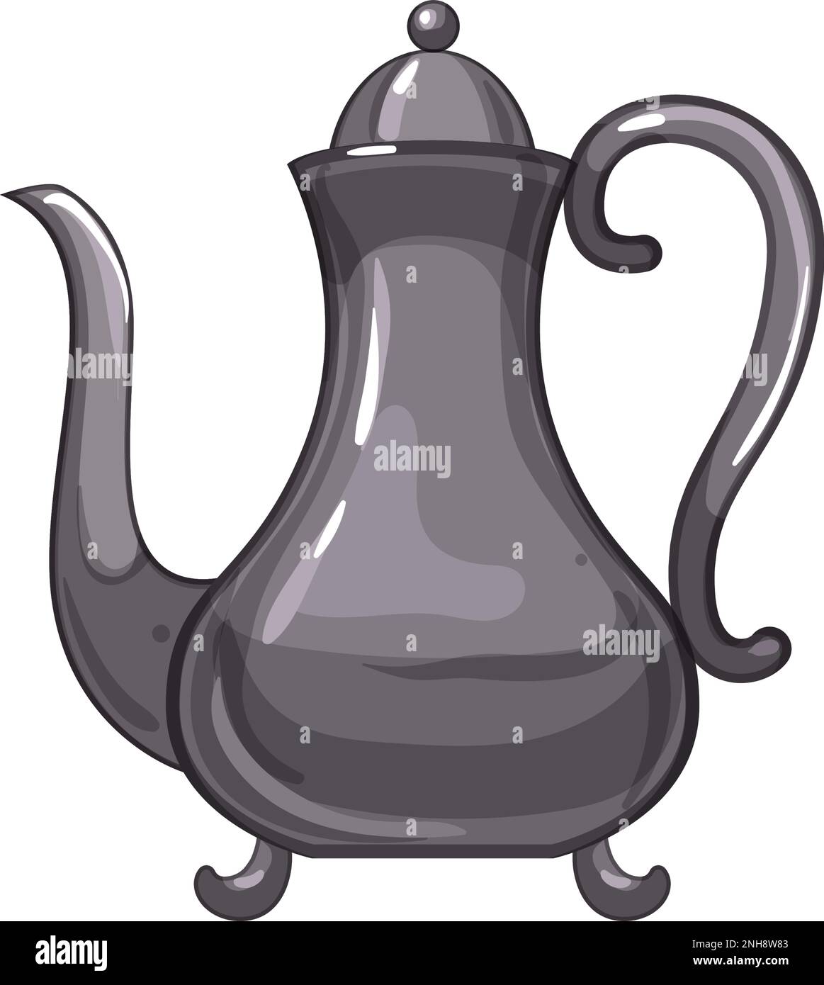 kettle vintage teapot cartoon vector illustration sign Stock Vector