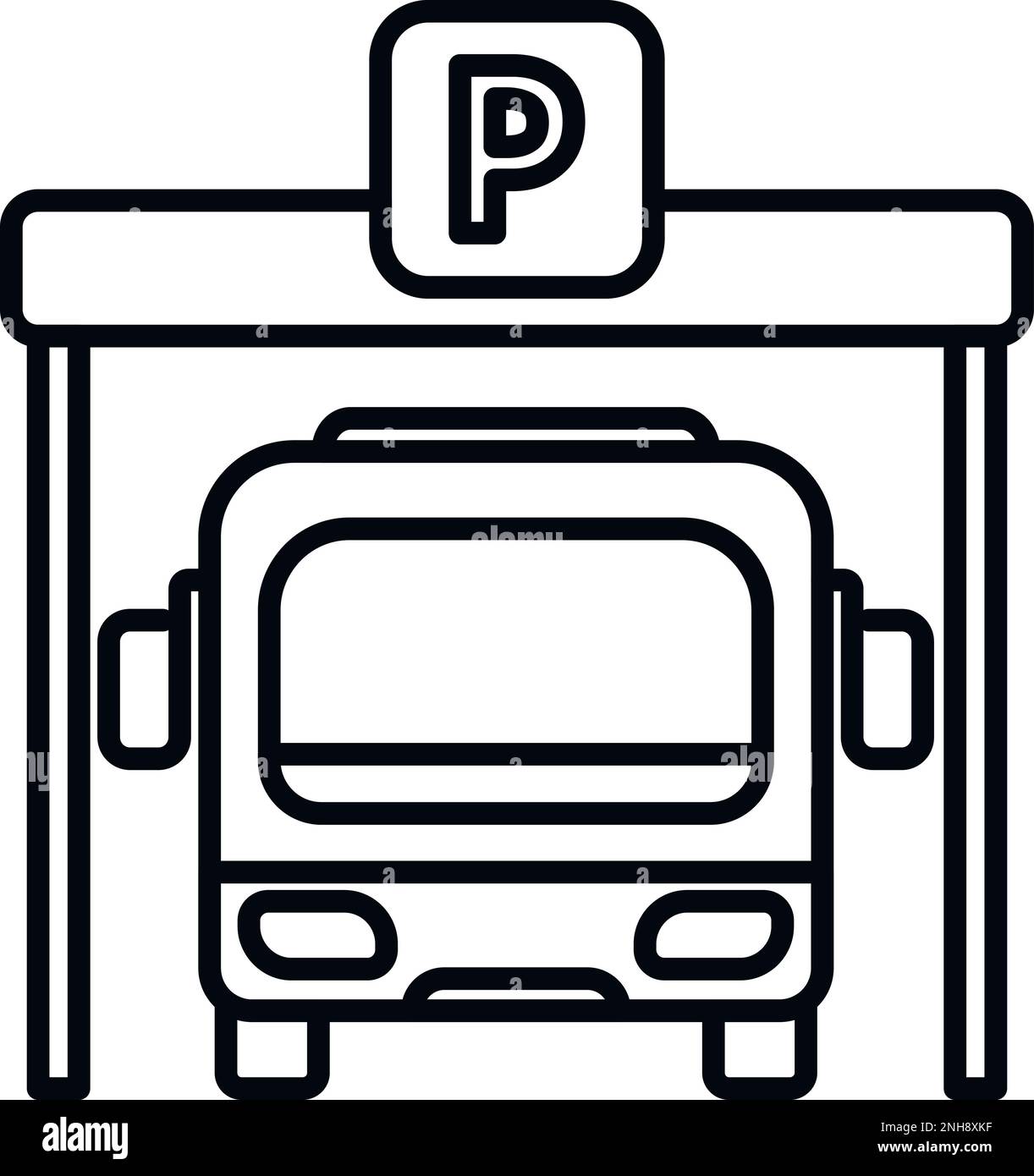 Bus paid parking icon outline vector. Car park. Space truck Stock Vector