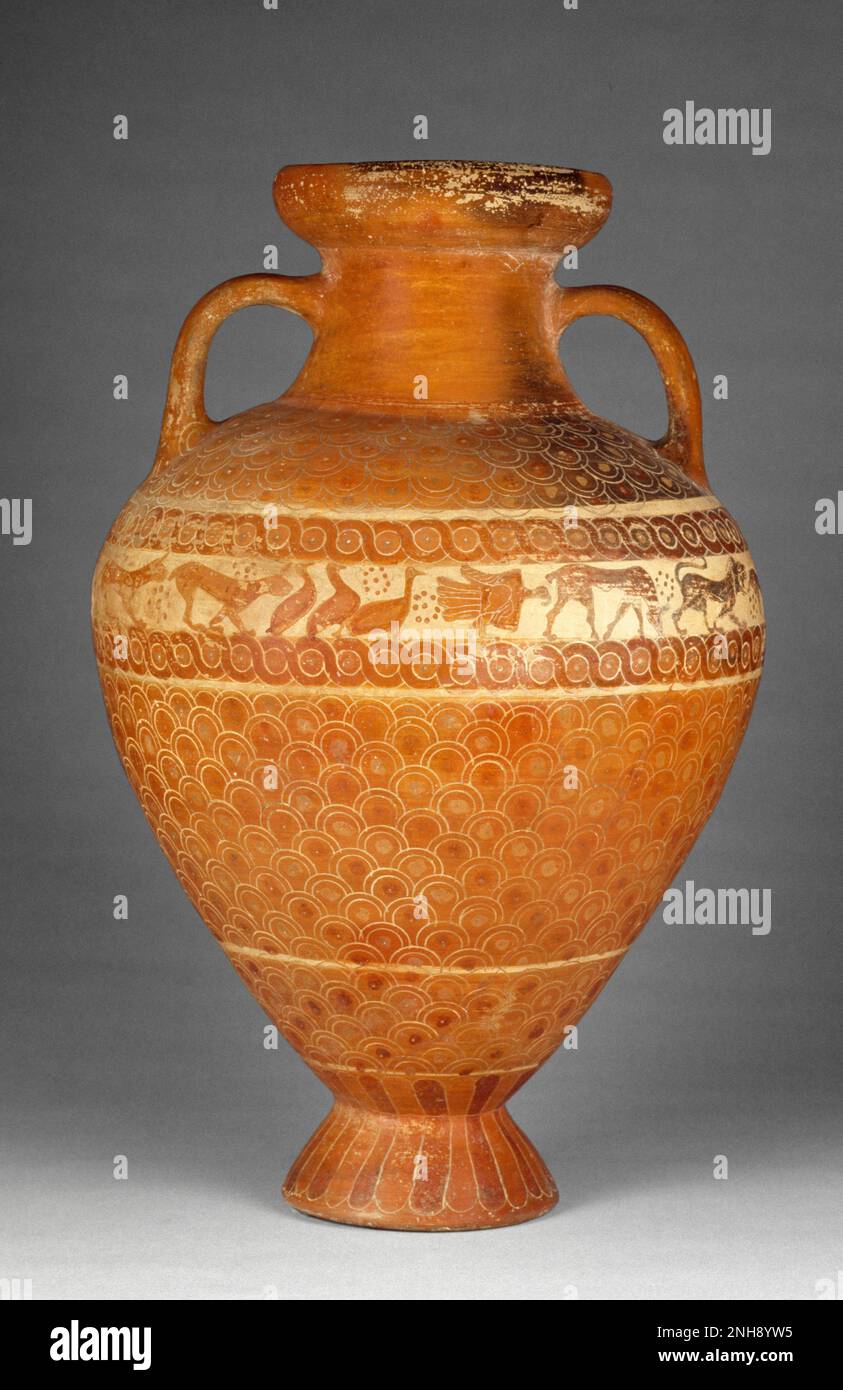 Scale Amphora; Attributed to Scale Group (Etruscan); Etruria; 630-600 B.C.; Terracotta; 60.5 √ó 37.5 cm. Stock Photo