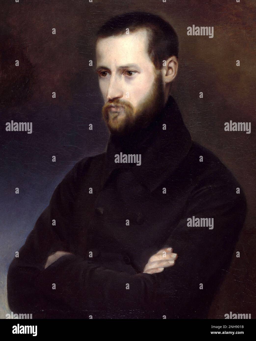 Louis-Auguste Blanqui (1805-1881) painted by his wife Amelie-Suzanne Serre in 1835. Blanqui was a French socialist known for his revolutionary theory of Blanquism, the belief that socialist revolution should be carried out by a small secret group of highly organized conspirators. A Blanquist uprising took place in Paris in May 1839. Stock Photo