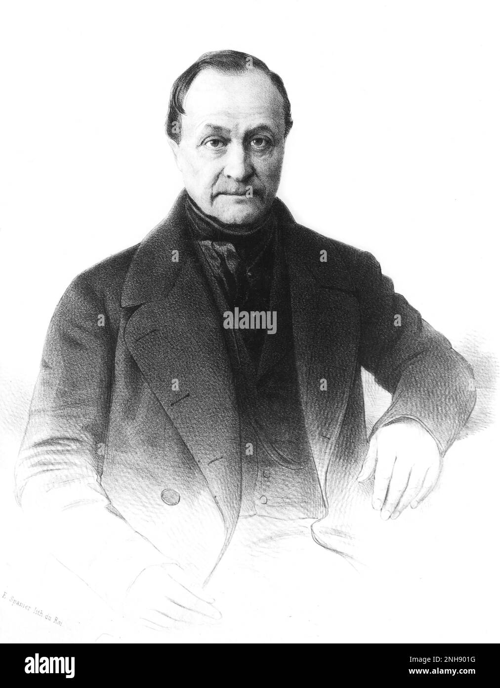 Auguste Comte (1798-1857) was a French philosopher who formulated the modern theory of positivism. He is viewed as the first modern philosopher of science and his ideas were fundamental to the development of sociology, a term he invented. Engraving 1851, after a 1849 daguerreotype. Stock Photo