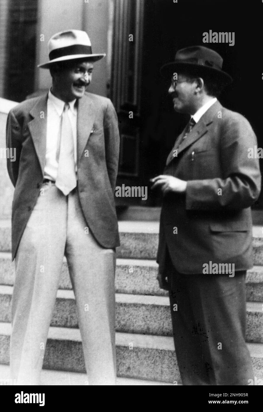 Fritz Zwicky (1898-1974), Swiss astronomer who worked on dark matter, and Otto Stern (1888-1969), German-American physicist and 1943 Nobel laureate in physics. Stock Photo