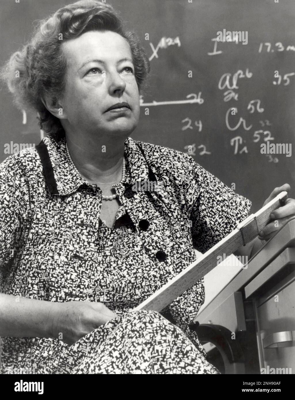 Maria Goeppert-Mayer (1906-1972), German-born American theoretical physicist and Nobel laureate in Physics for proposing the nuclear shell model of the atomic nucleus. She was the second woman to win a Nobel Prize in physics, after Marie Curie. Stock Photo