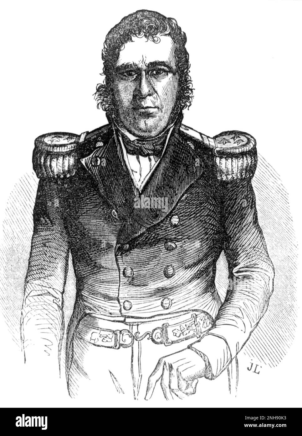 Pedro Santana (1801-1864), illustration from Gleason's Pictorial, 1854. Pedro Santana y Familias was a Dominican military commander and royalist politician who served as the president of the junta that had established the First Dominican Republic, a precursor to the position of the President of the Dominican Republic. Santana was a lifelong supporter of the Dominican revolt against the Haitian occupation and a general during the Dominican War of Independence (1844-1856). Stock Photo