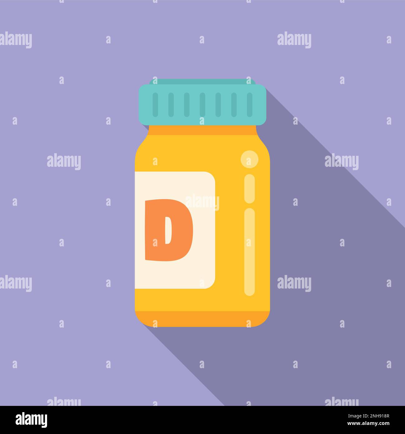 Vitamin D bottle icon flat vector. Food nutrition. Diet skin Stock Vector