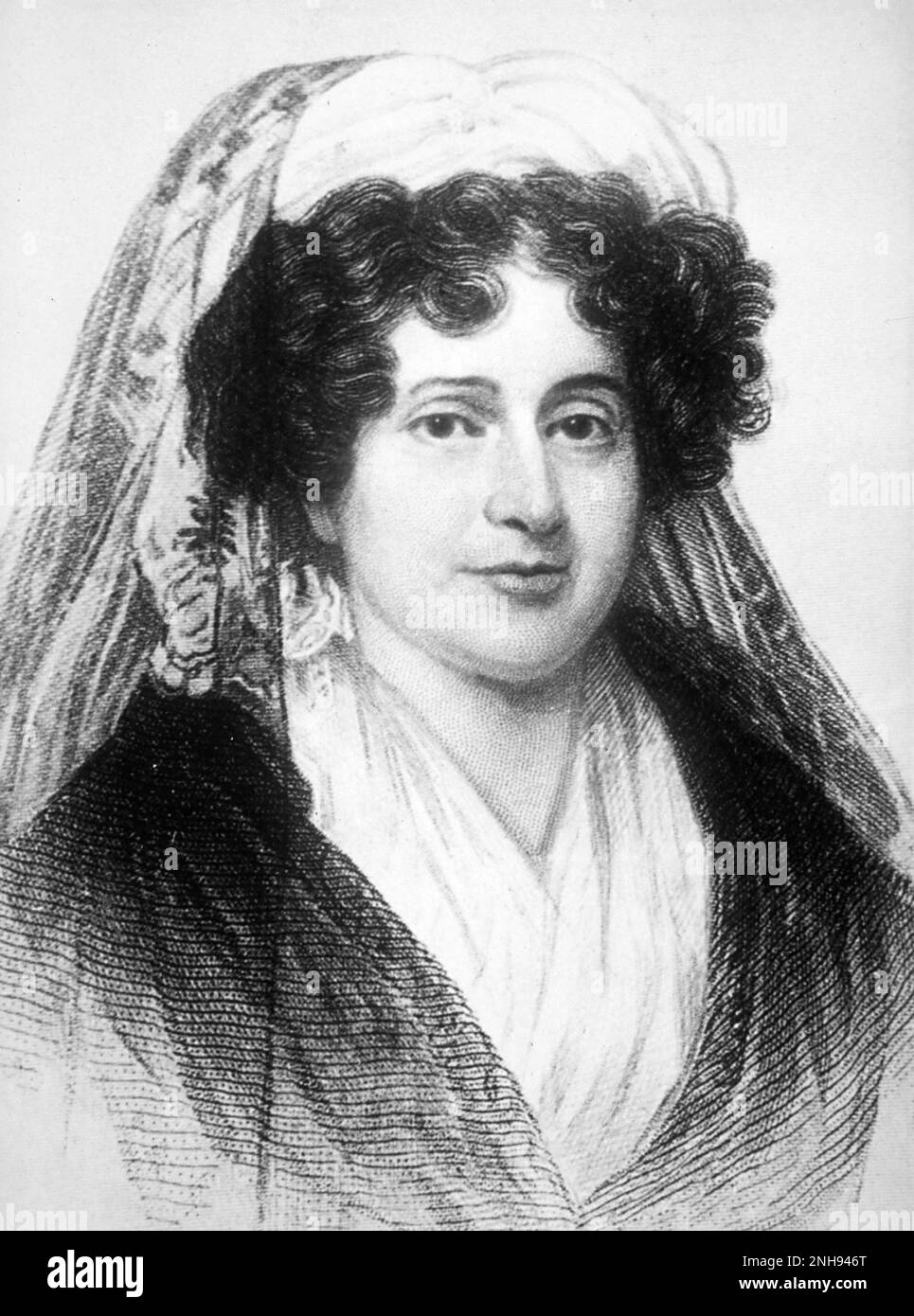 Emma Hart Willard (1787-1870) was an American female education activist who founded the first school for women's higher education, the Troy Female Seminary in Troy, New York. With the success of her school, Willard was able to travel across the country and abroad, to promote education for women. Portrait circa 1805-1815./n/n Stock Photo