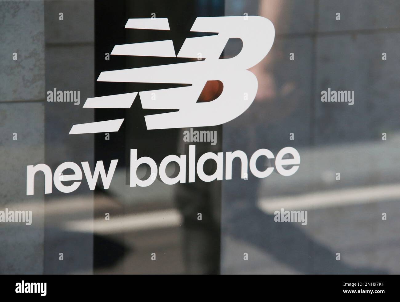 The logo of New Balance is seen in Shibuya Ward Tokyo on May 29