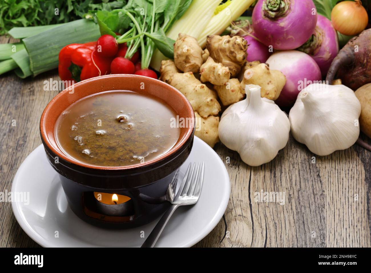 Bagna cauda(Italian Piedmont cuisine) is a hot dip made from garlic and anchovies. The dish is