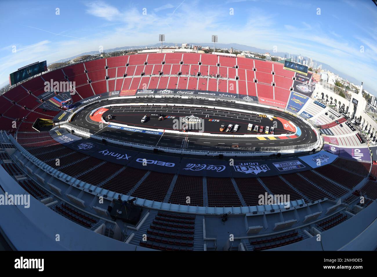 LOS ANGELES, CA - FEBRUARY 04: A general view of the track and downtown ...