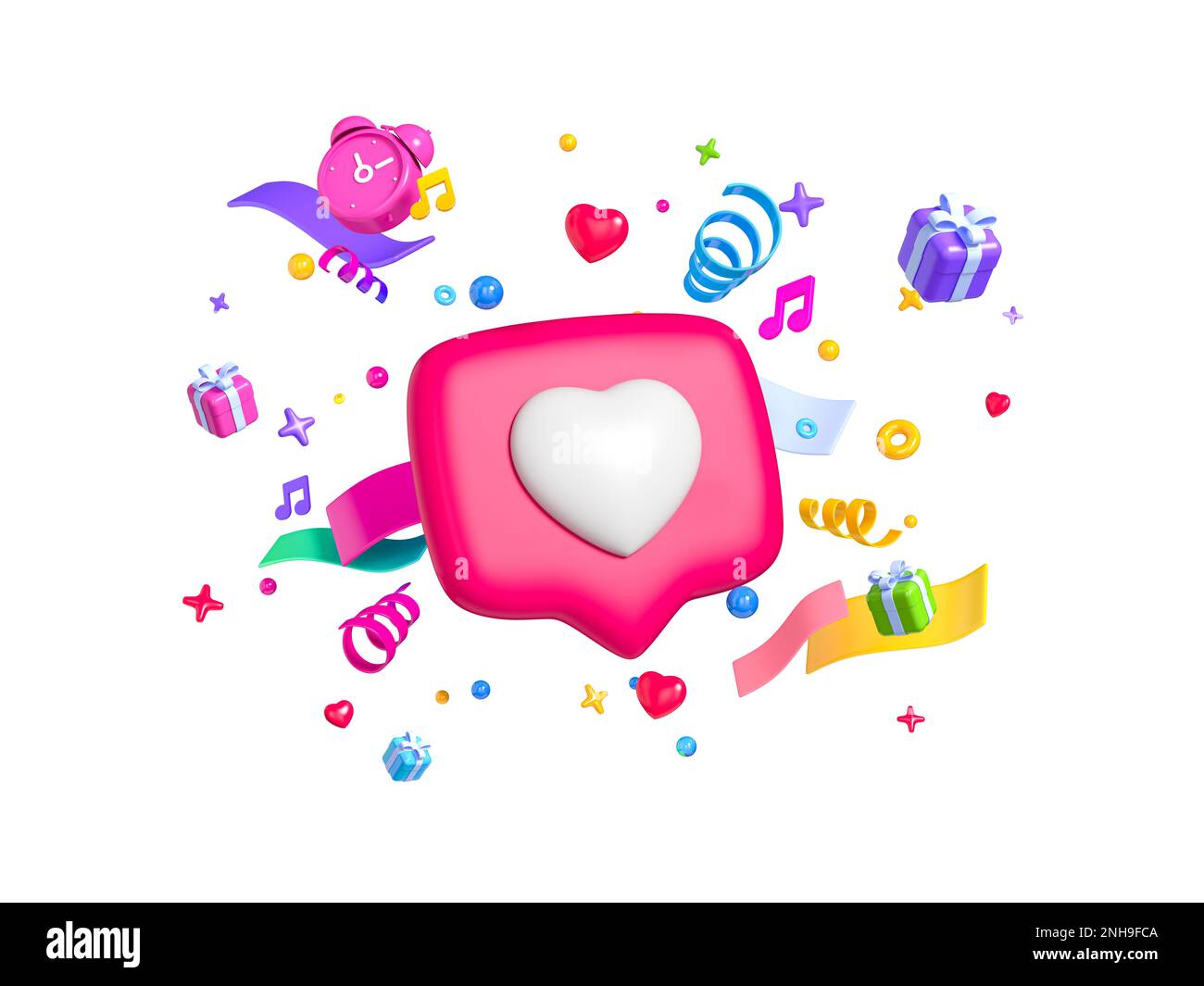 Party confetti with heart pin and serpentine ribbon. Like pin. Festive ...