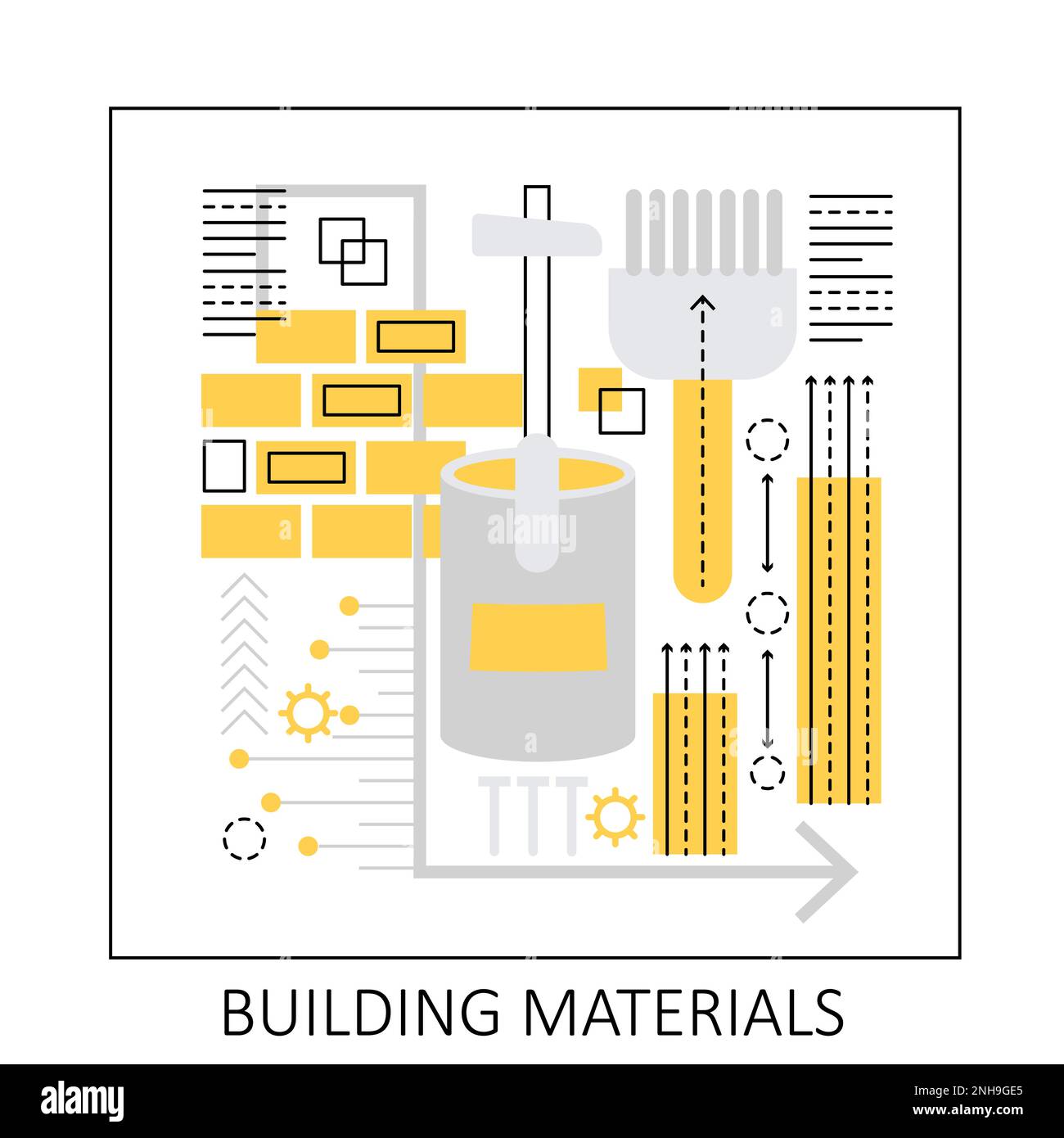 Construction buildings material. House construction tools, equipment supply vector illustration Stock Vector