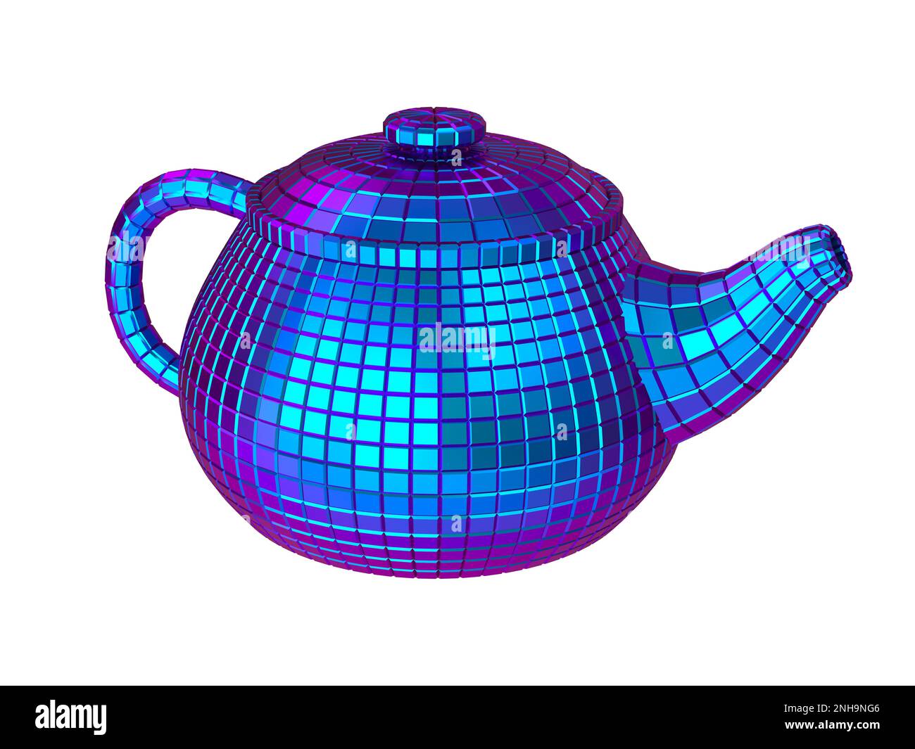 Blue metal teapot on white background. 3d render Stock Photo Alamy