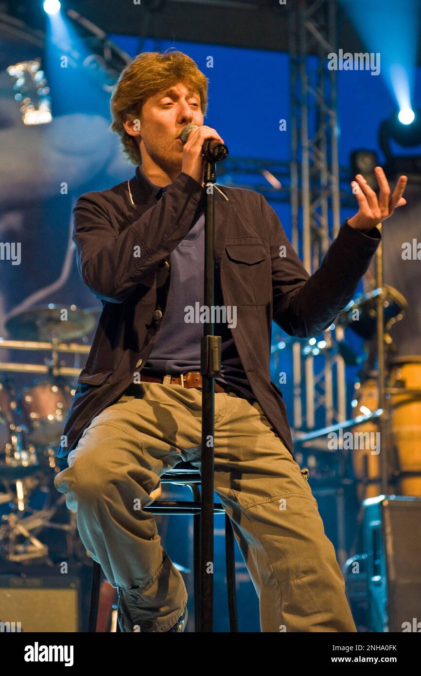 Matteo Corti, Nomadi in concert, Crescentino, Vercelli province, Italy, 28.05.2010 Stock Photo