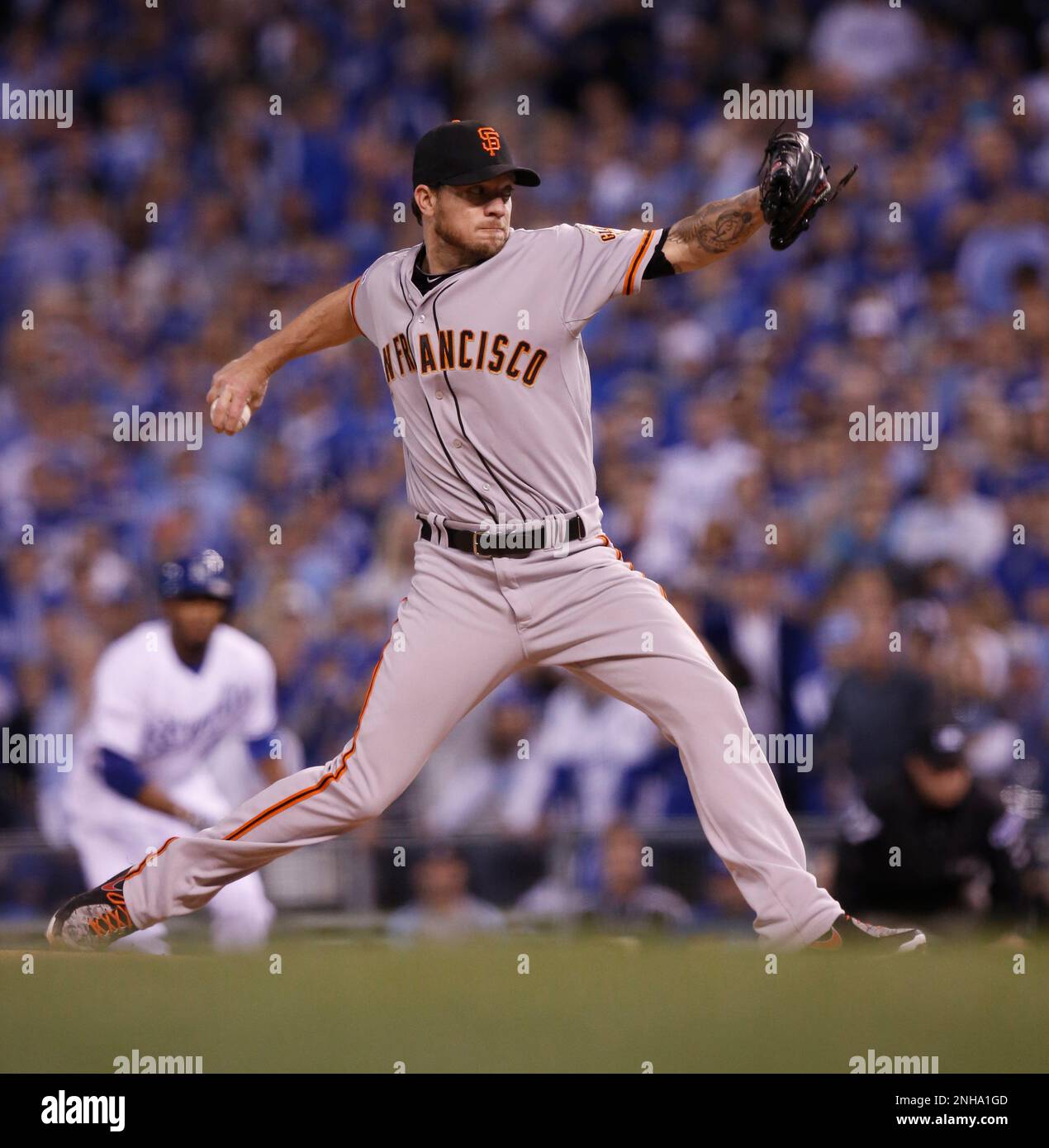 Giants Jake Peavy pitches in the first inning during Game 2 of the World  Series at