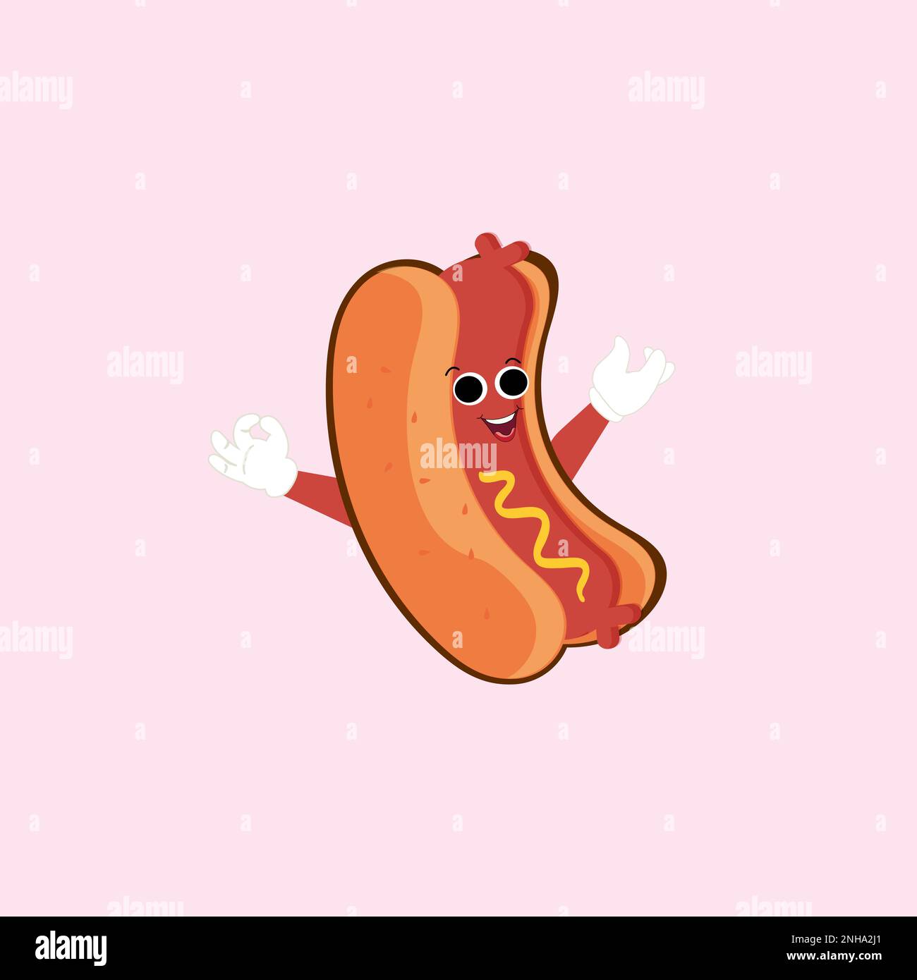 Hot Dog Cartoon mascot character. Food concept. Posters, menus