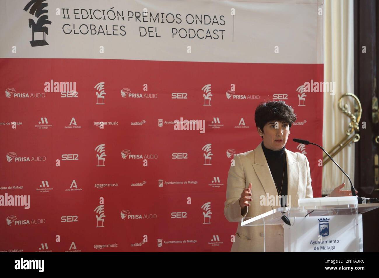 Prisa Audio CEO, María Jesús Espinosa de los Monteros, during the  presentation of the finalists of the Premios Ondas Globales del Podcast, on  February 1, 2023 in Málaga (Andalusia, Spain). The Premios