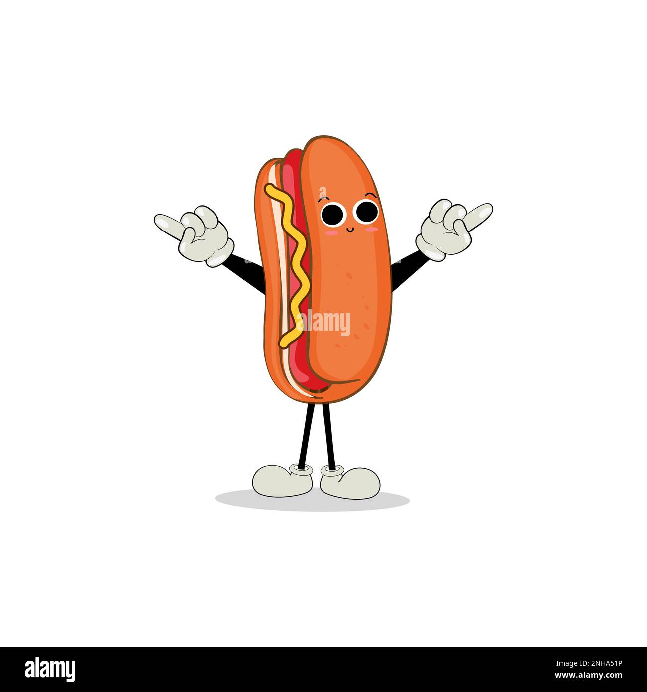 Hot Dog Cartoon mascot character. Food concept. Posters, menus